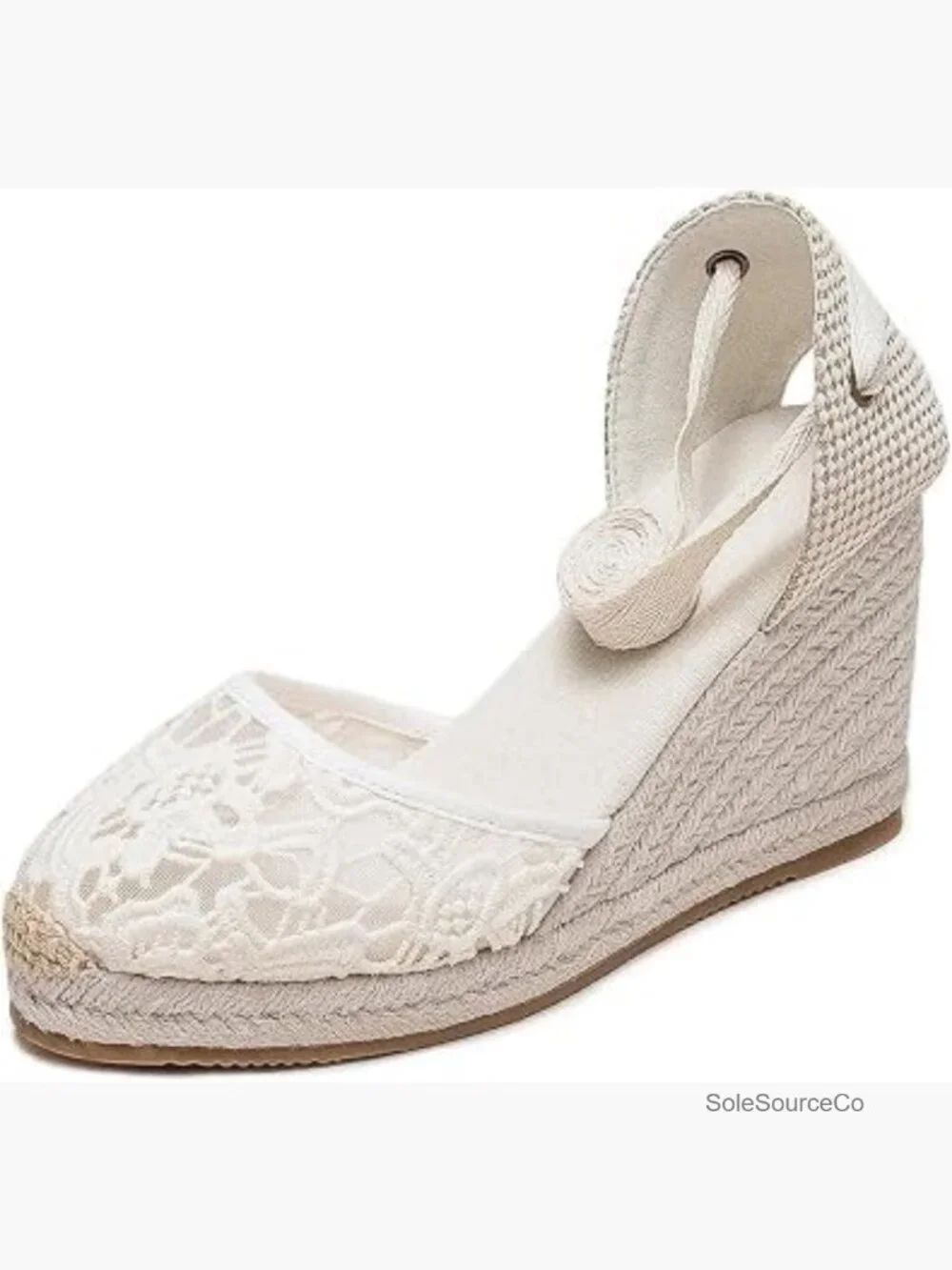 Espadrille Wedge Sandals Closed Toe Platform Lace Up Ankle Strap Slingback